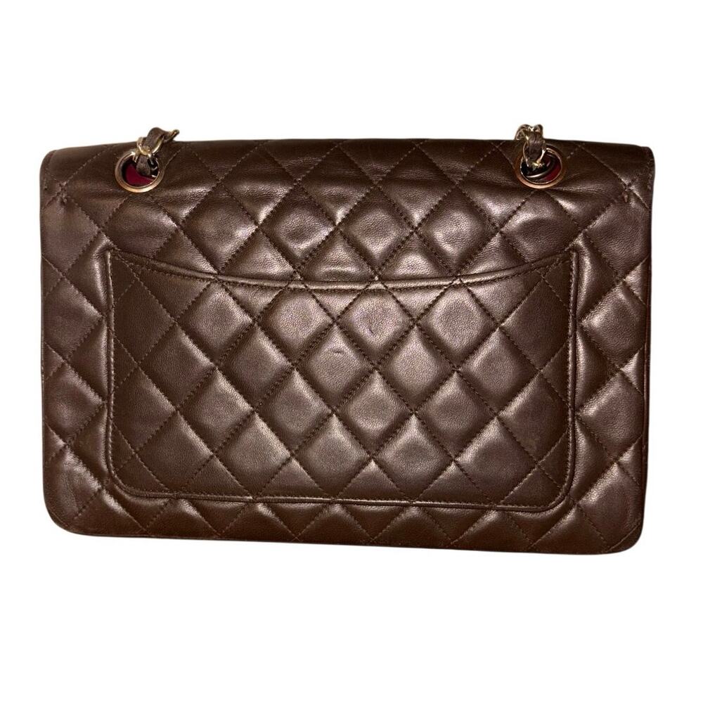 SOLD Chanel Rare Vintage Double Flap 24k Gold Hardware Chocolate Brown Lambskin - Picture 2 of 14